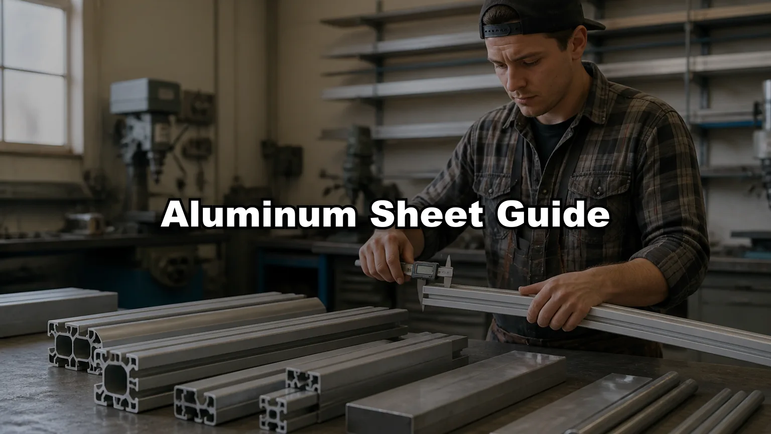 Aluminum Sheet Guide cover — workshop photo with title overlay