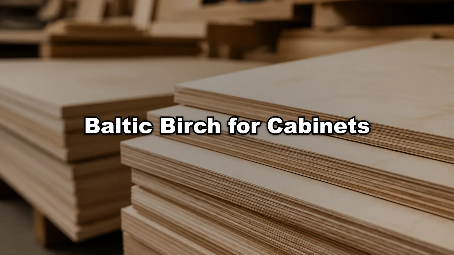 Baltic Birch for Cabinets cover — workshop photo with title overlay