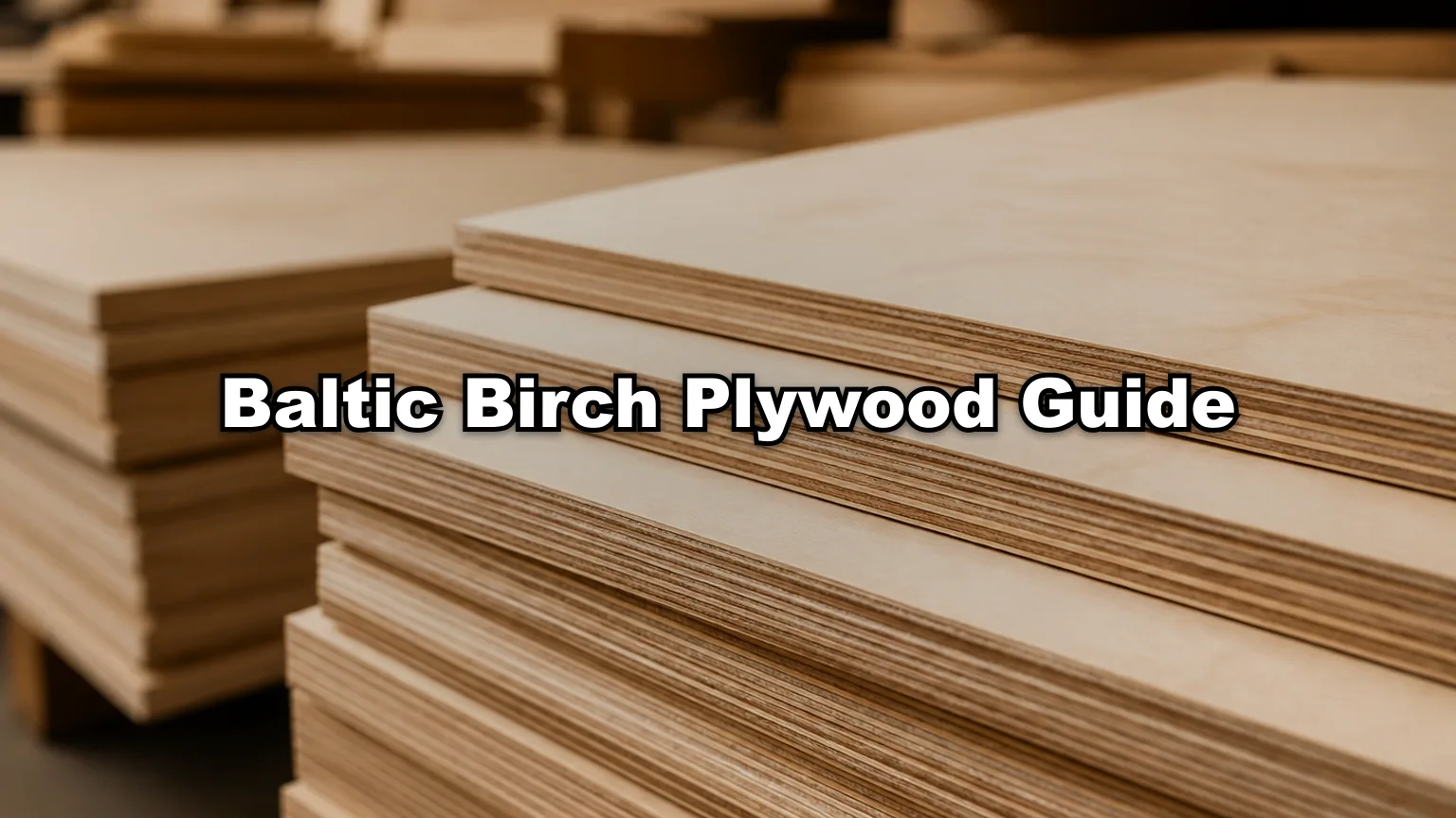 Baltic Birch Plywood Guide cover — workshop photo with title overlay