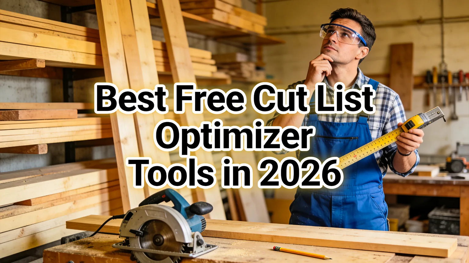Woodworker planning cuts with free cut list optimizer tools