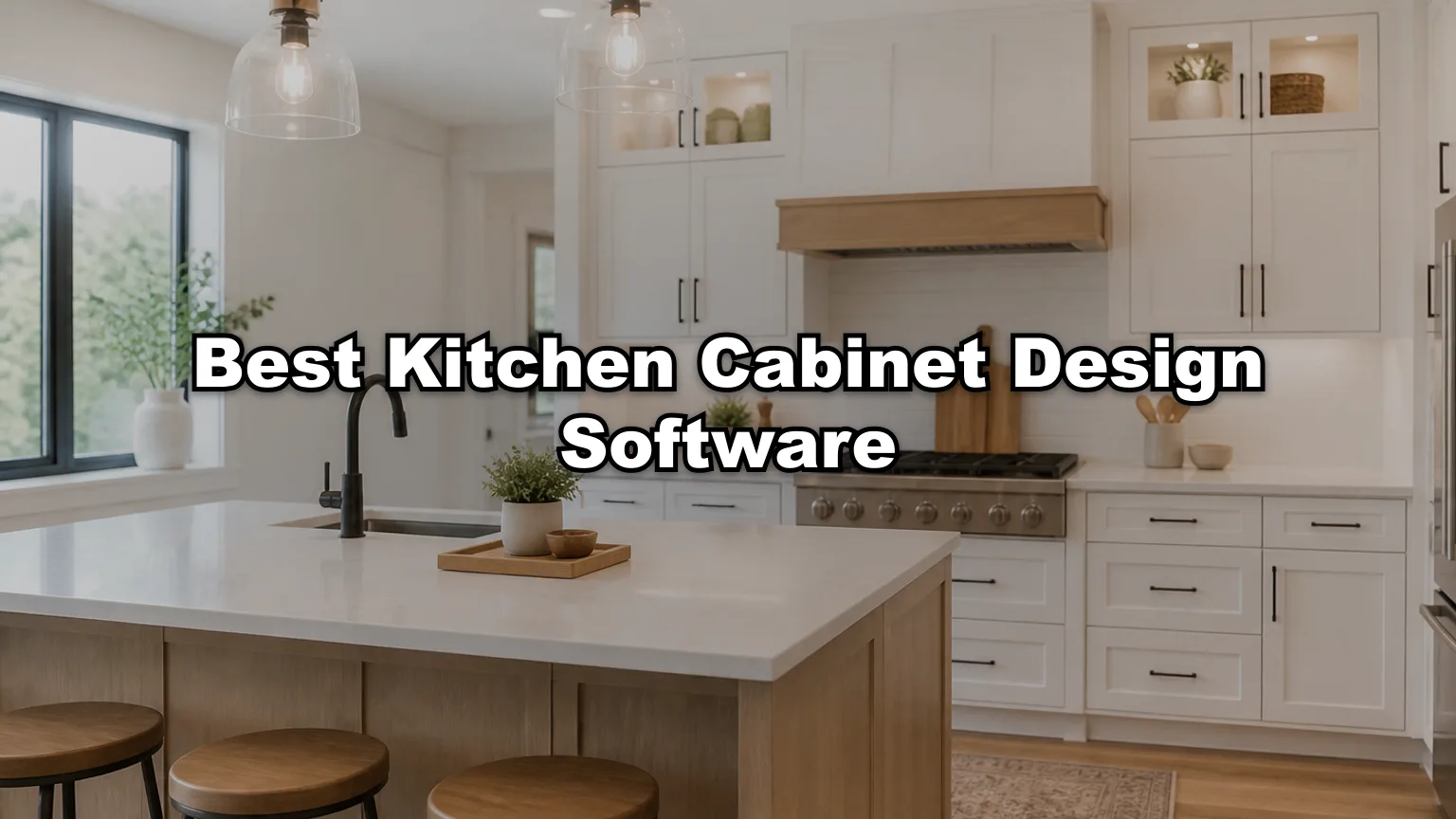 Best Kitchen Cabinet Design Software cover — workshop photo with title overlay
