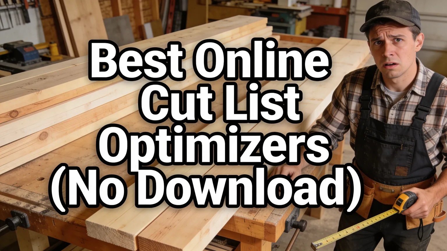 Carpenter measuring lumber for online cut list optimization