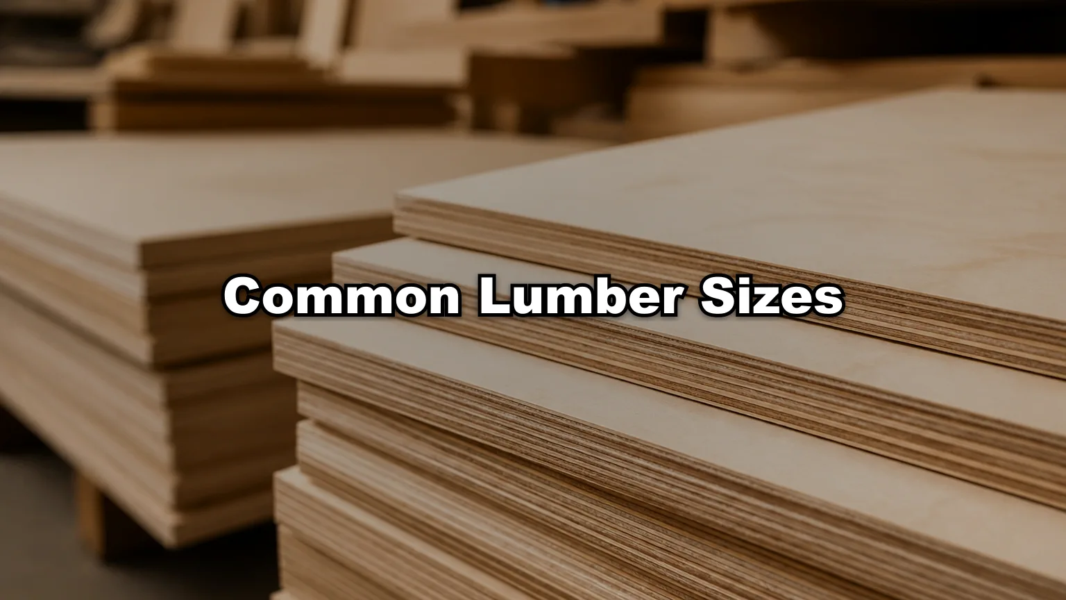 Common Lumber Sizes cover — workshop photo with title overlay