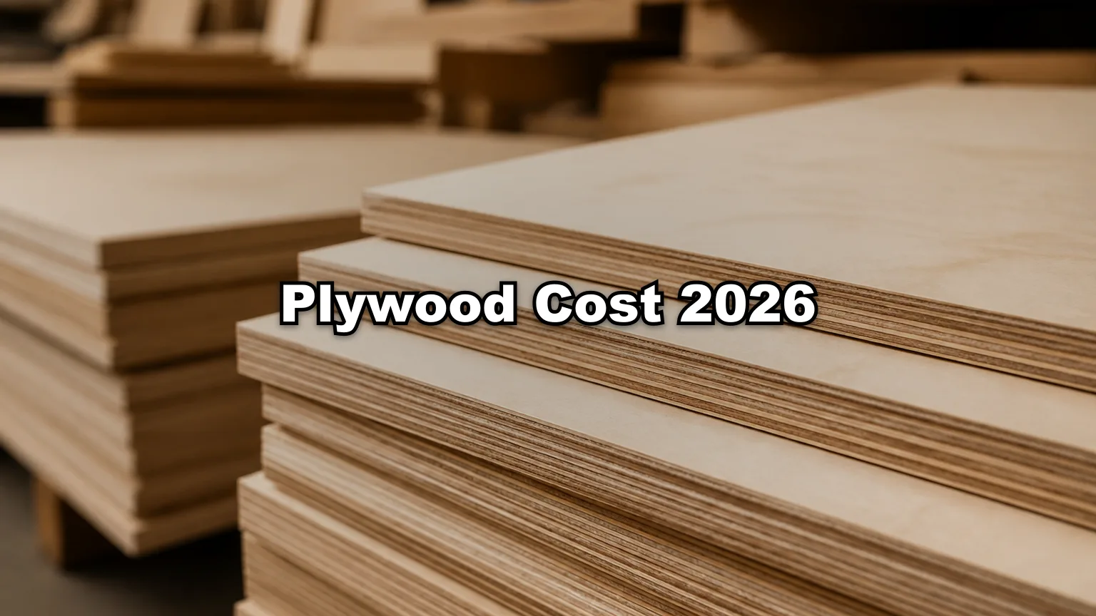 Plywood Cost 2026 cover — workshop photo with title overlay