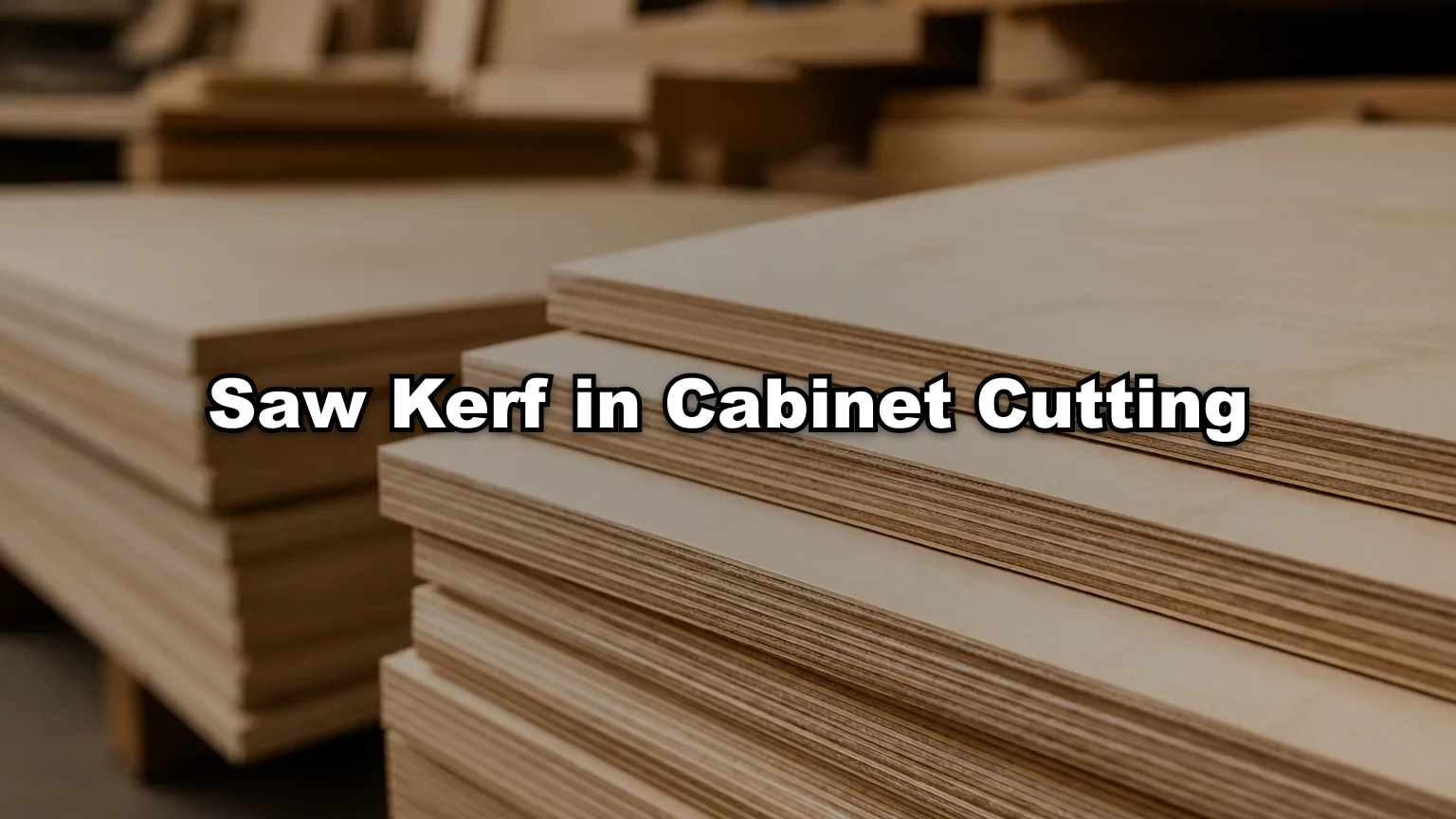 Saw Kerf in Cabinet Cutting cover — workshop photo with title overlay