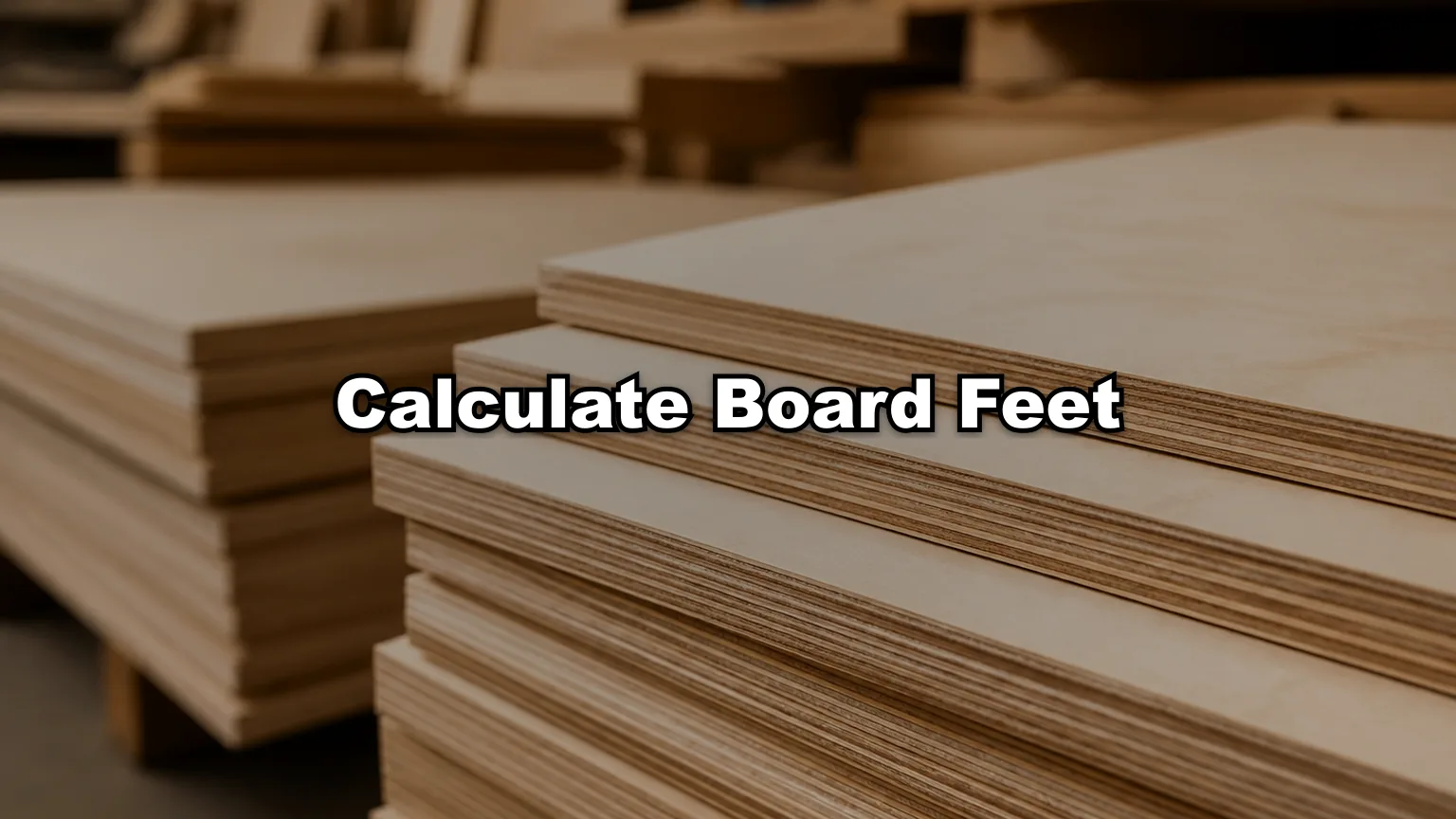 Calculate Board Feet cover — workshop photo with title overlay
