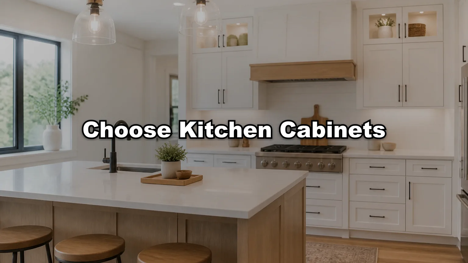 Choose Kitchen Cabinets cover — workshop photo with title overlay