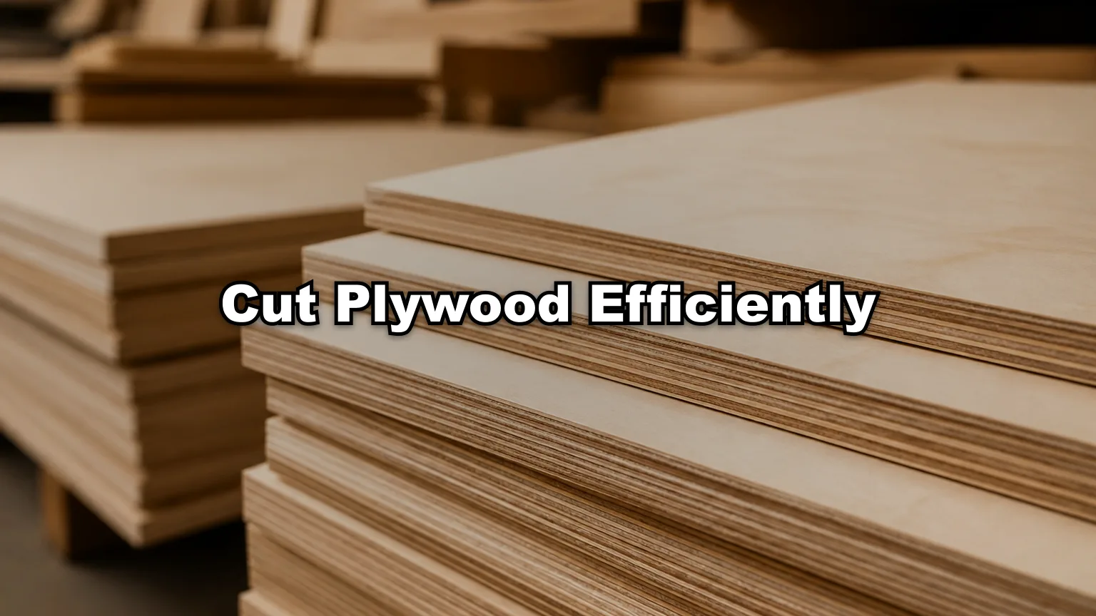 Cut Plywood Efficiently cover — workshop photo with title overlay
