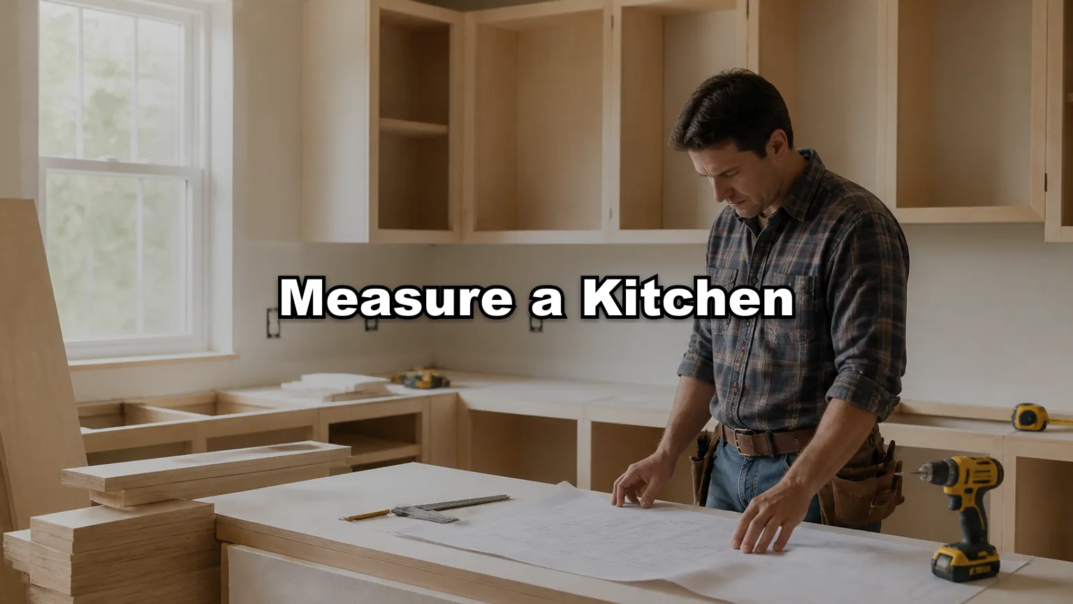 Measure a Kitchen cover — workshop photo with title overlay
