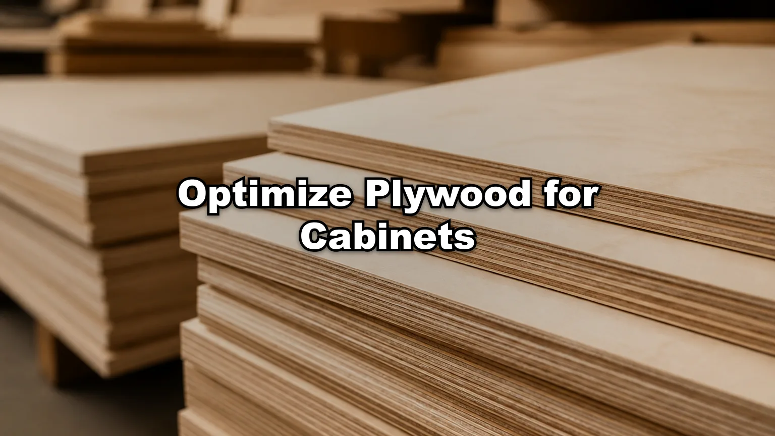 Optimize Plywood for Cabinets cover — workshop photo with title overlay