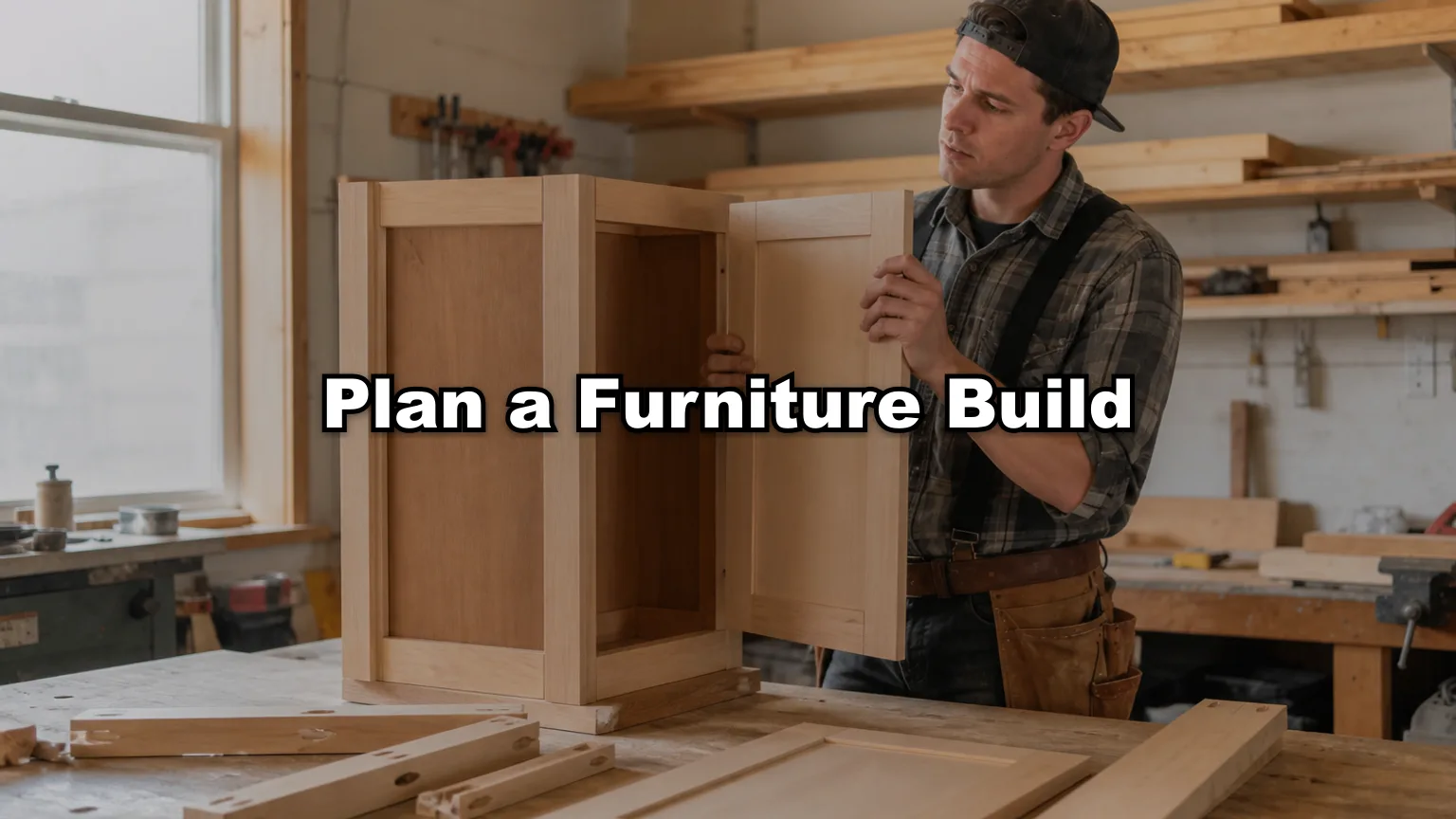 Plan a Furniture Build cover — workshop photo with title overlay