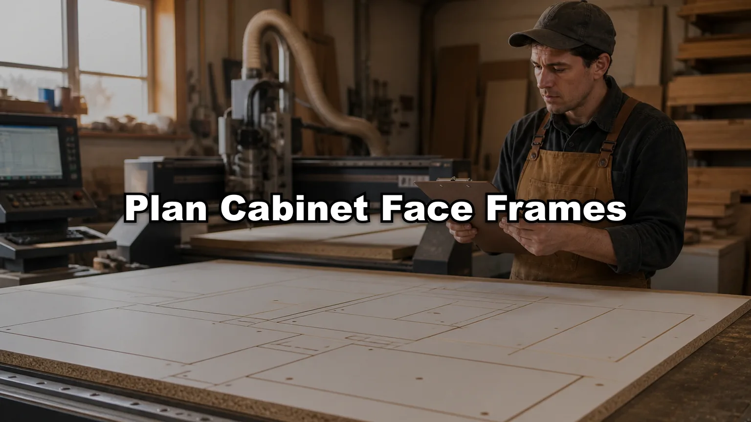 Plan Cabinet Face Frames cover — workshop photo with title overlay