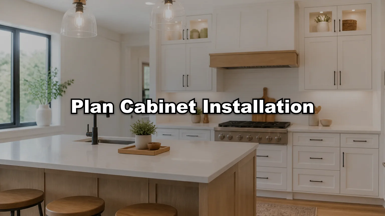 Plan Cabinet Installation cover — workshop photo with title overlay