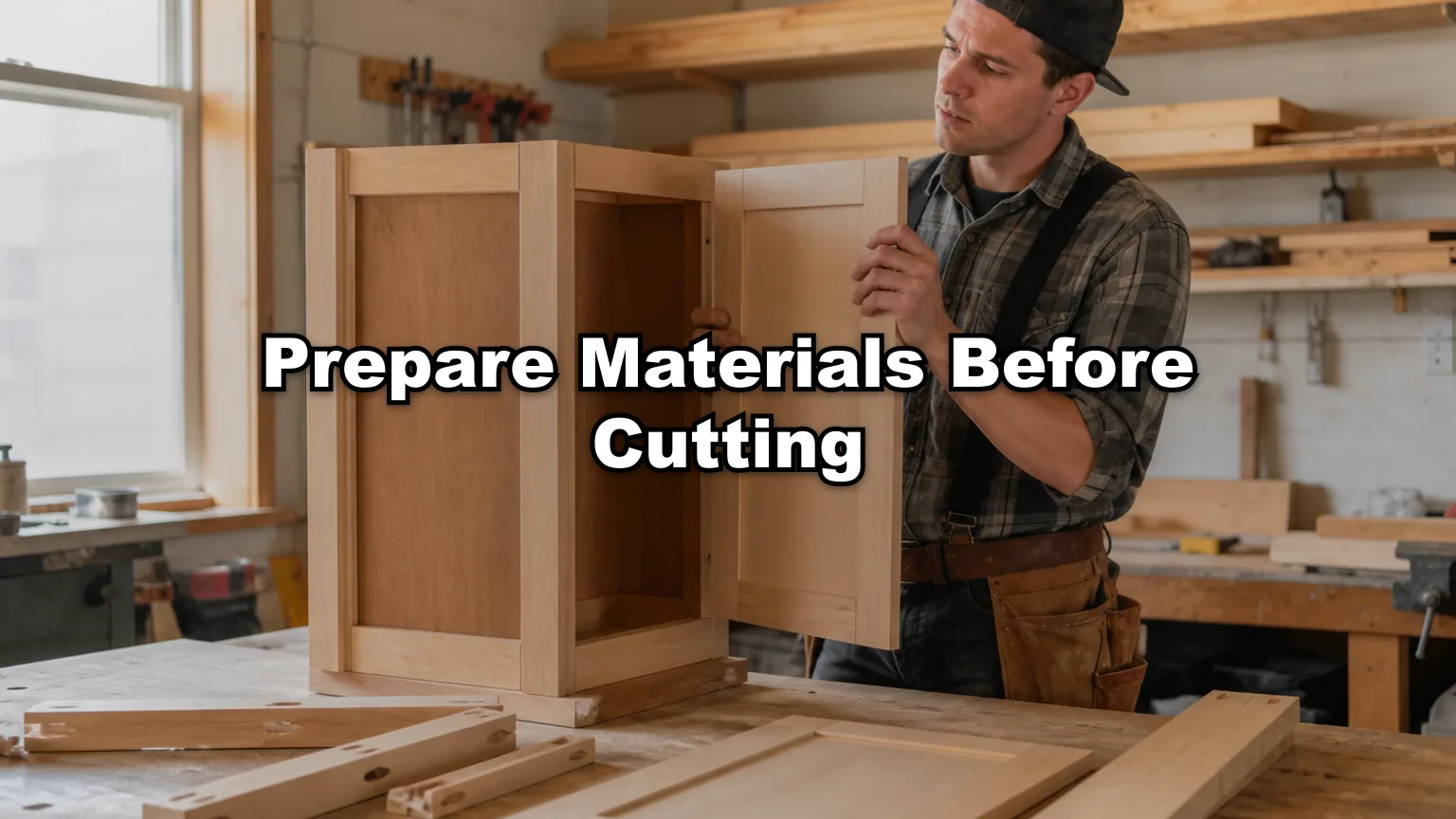Prepare Materials Before Cutting cover — workshop photo with title overlay