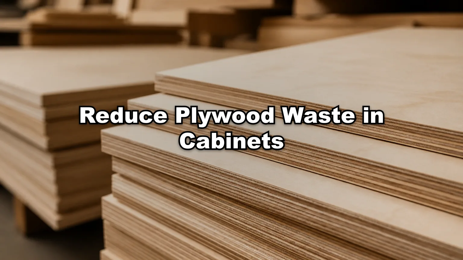 Reduce Plywood Waste in Cabinets cover — workshop photo with title overlay