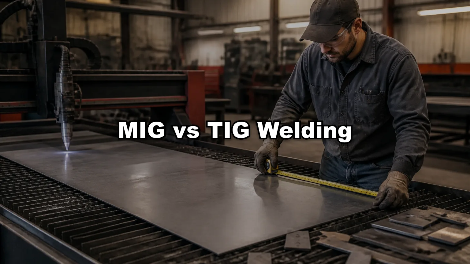 MIG vs TIG Welding cover — workshop photo with title overlay
