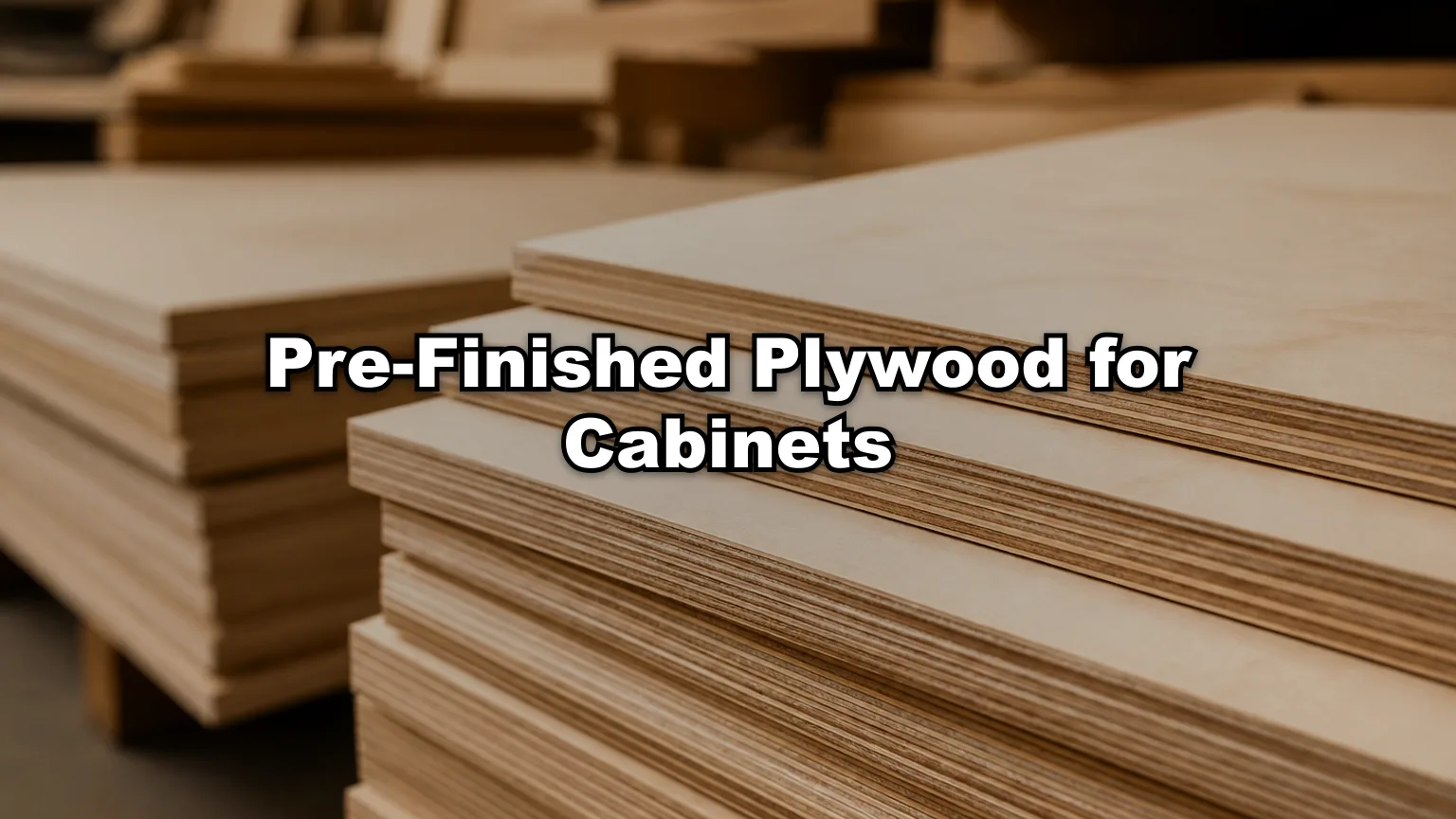 Pre-Finished Plywood for Cabinets cover — workshop photo with title overlay