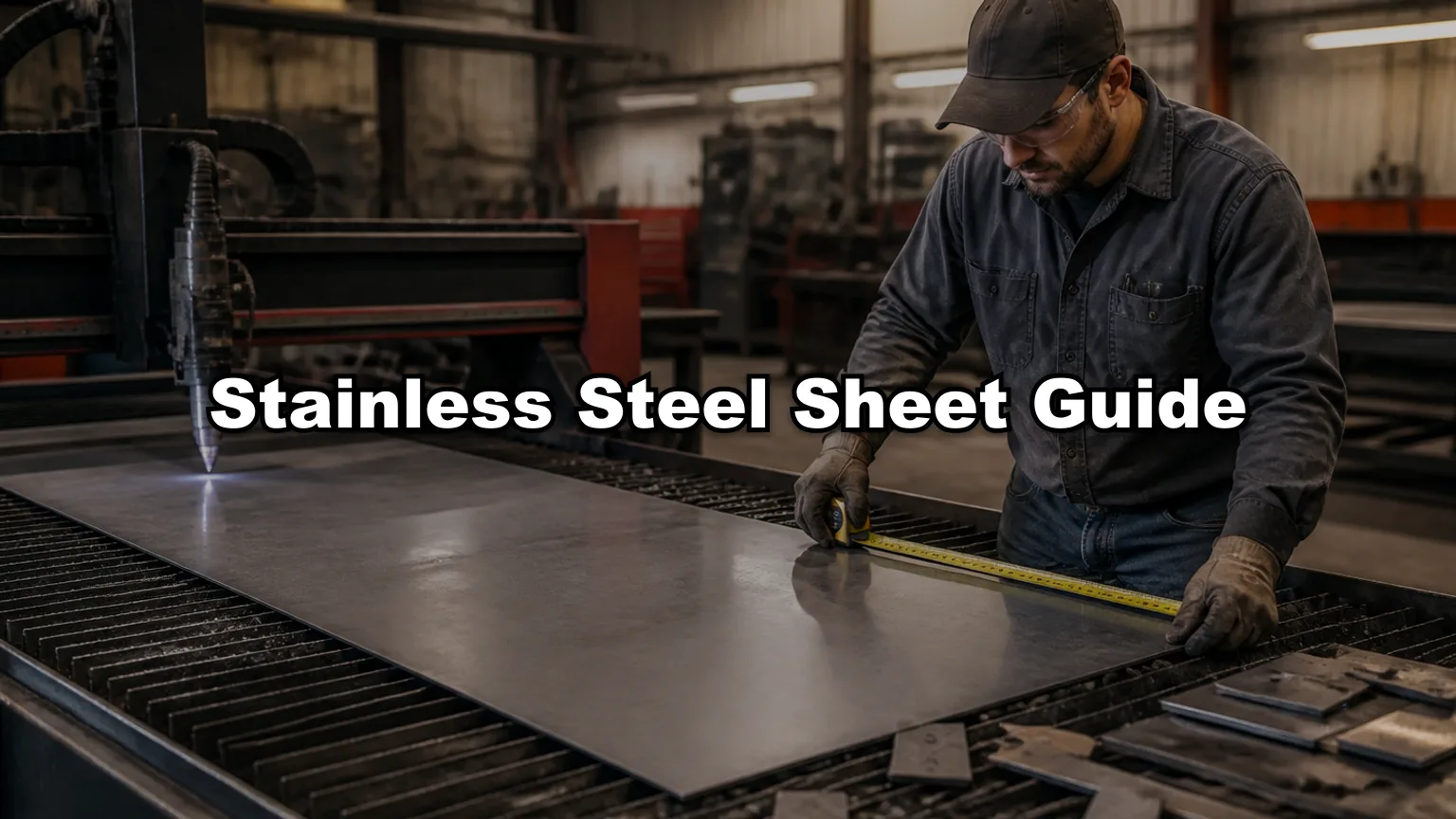 Stainless Steel Sheet Guide cover — workshop photo with title overlay