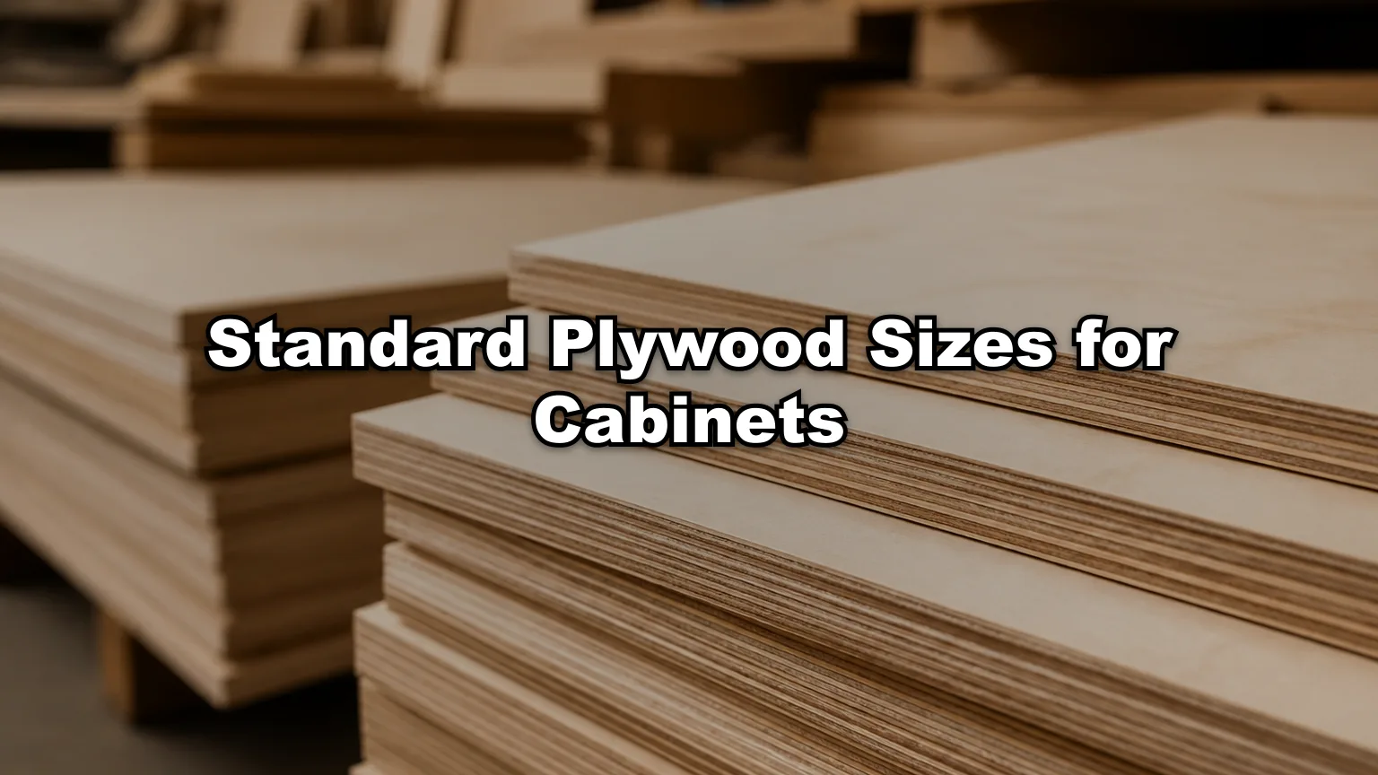 Standard Plywood Sizes for Cabinets cover — workshop photo with title overlay
