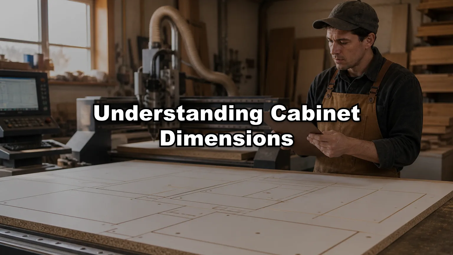 Understanding Cabinet Dimensions cover — workshop photo with title overlay