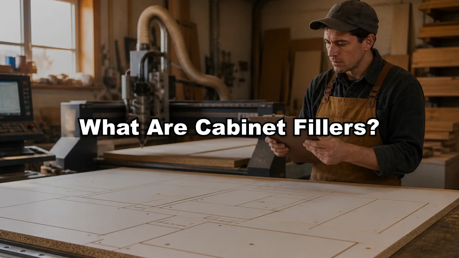 What Are Cabinet Fillers? cover — workshop photo with title overlay