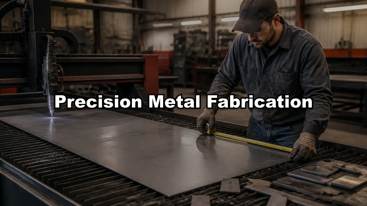 Precision Metal Fabrication cover — workshop photo with title overlay