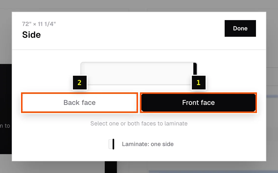 The laminate picker with the front face selected